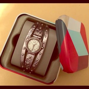 Fossil Watch, embossed leather strap, like new!